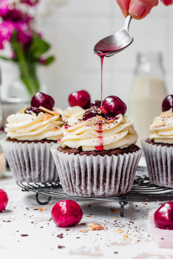 Chocolate Cherry Amaretto Cupcakes